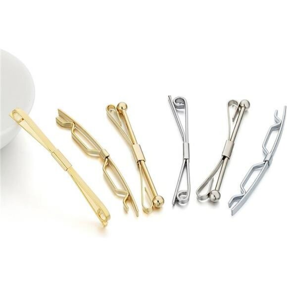 Mens Tie Collar Bar Pin Set Gold Silver Tone Shirt Clip Formal Accessory - Picture 3 of 7